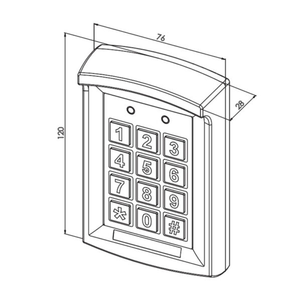 Système de contrôle d'accès autonome Sewosy KR1000 embarquant un lecteur de proximité 13.56 MHz pour badge ou carte Mifare ou NFC + un clavier à code rétroéclairé et anti vandale