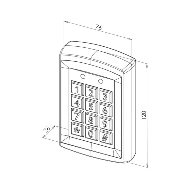 Système de contrôle d'accès autonome digicode Sewosy KRB1000 embarquant un lecteur de proximité 125 Khz pour badge ou carte Marin + un clavier à code rétroéclairé et anti vandale. Raccordement par borniers à vis